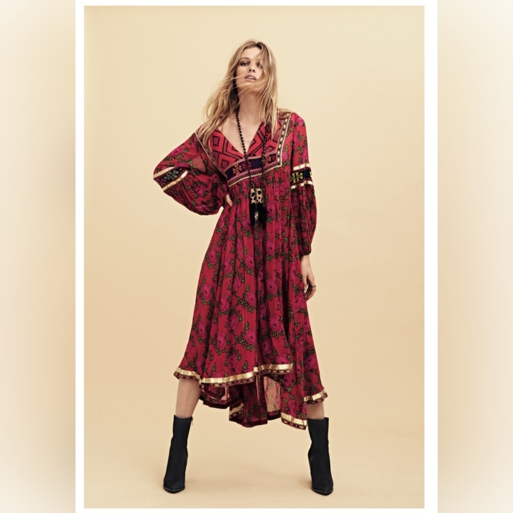 Free People Bold Blooms Midi Dress Size M/L